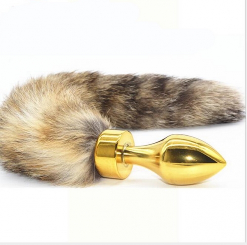 MOG Bullet fox tail gold anal plug