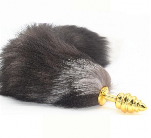 MOG Golden small spiral fox tail anal plug