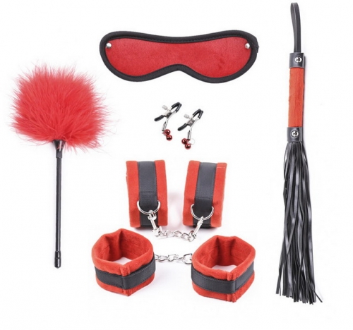 MOG BDSM restraint kit Environmentally friendly plush 6 piece set whip mask handcuffs adult sexy toys for couples