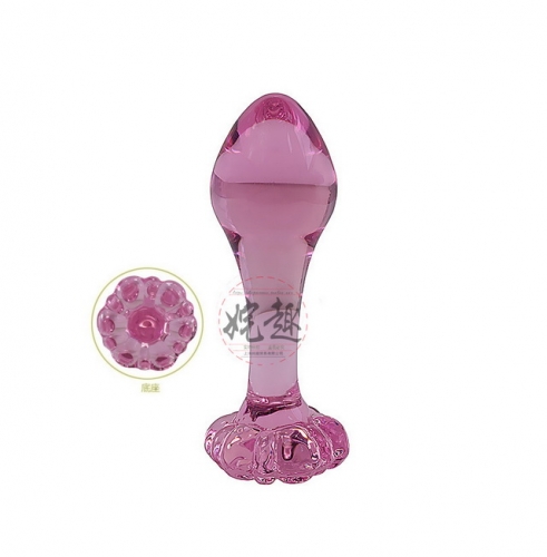 MOG Pink crystal glass G-point anal plug