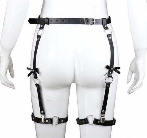 MOG Butterfly knot strap adjustable leather pants