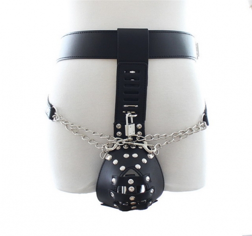 MOG Bondage leather vibration anal plug chastity pants