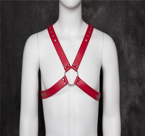 MOG Red strap men's bound leather clothing