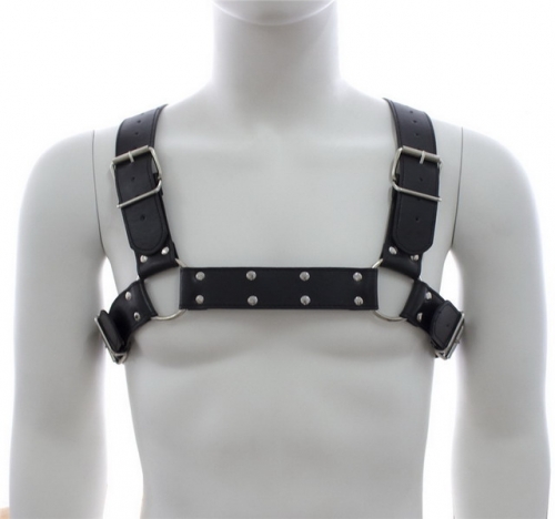 MOG Sexy and restrained black leather back chest strap without ring