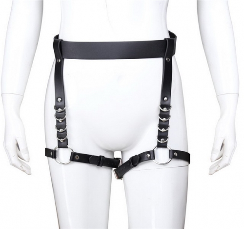 MOG Leg straps leather belt pants