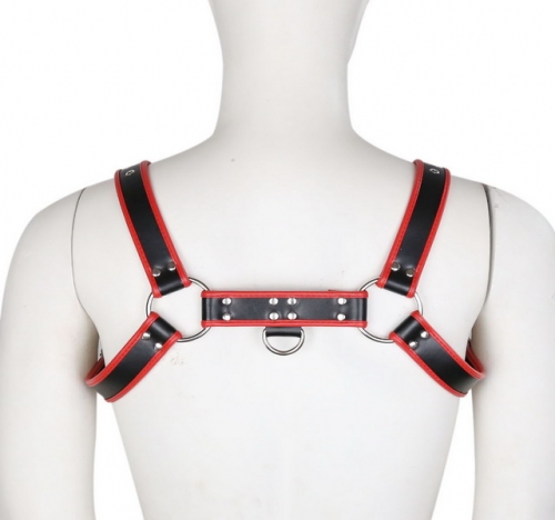 MOG Red leather strap with double vents shoulders chest strap