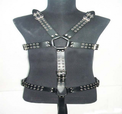 MOG Double Pin-Leather Black Bondage Dress