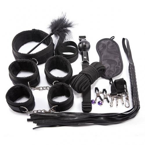 MOG Sexy toys Alternative bundled webbing bdsm plush 10-piece set rope mouth gags whip SM passionate sex toy fetish slave bondage set