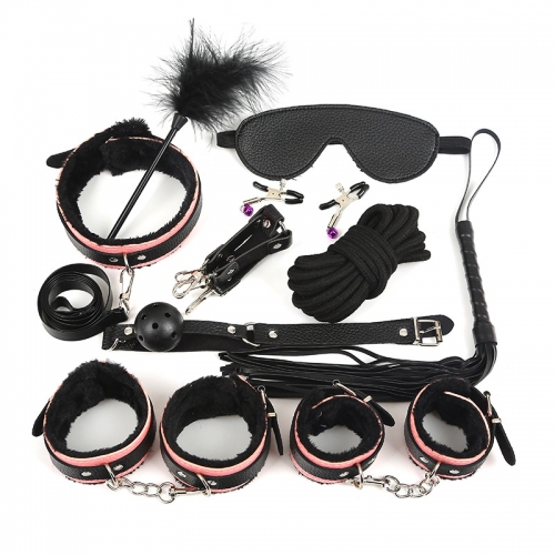 MOG Black and red plush ten 10-piece set small whip suit alternative stimulation sex toys bondage