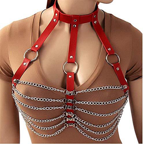 MOG SM bondage set for adult game Women's leather strap chain strap bra Bondage Cage Straps Bra