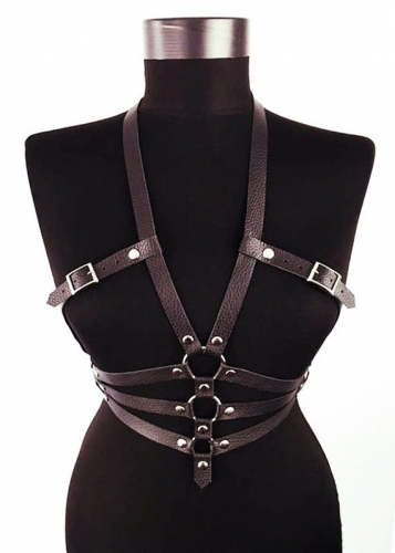 MOG SM bondage set for adult game Punk stud rivet leather strap hanger skeleton bondage bra Bondage Adjustable Chest Straps