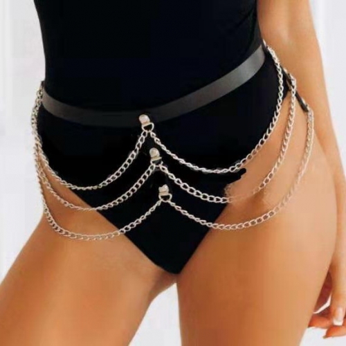 MOG BDSM Bondage Leather Harness Leather chain for waist accessories Sex Slave Bandage Restraint Lingerie