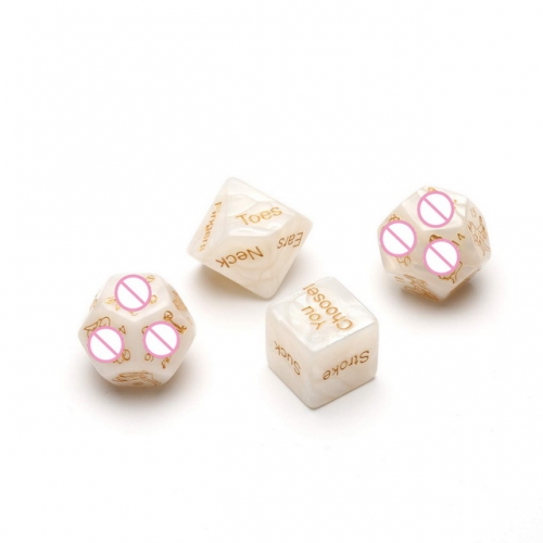 MOG 16MM Fun dice English fun dice Fun dice men and women flirting sex toys 4 pack pearl white