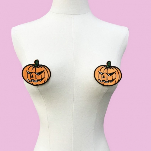 MOG Halloween nipple embroidered pumpkin lamp chest patch sexy lingerie accessories