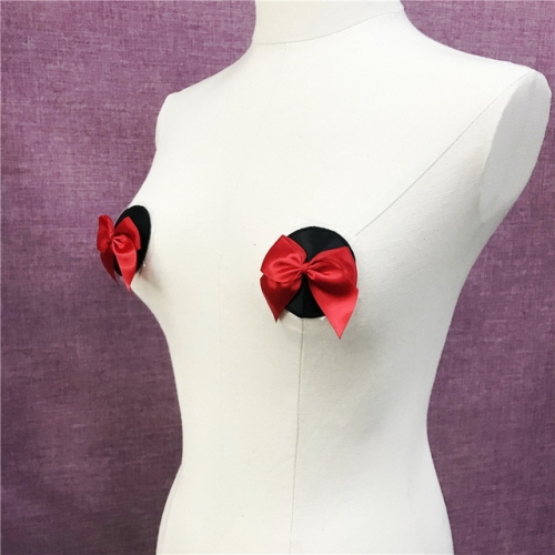 MOG Purple breast patch sexy round bottom with black bow knot covering areola breast patch