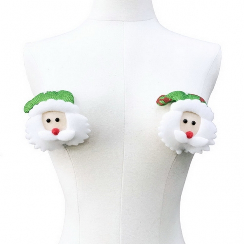 MOG Cute Christmas Nipple Sticker White Santa Claus Decoration Nipple Sticker Holiday Nipple Sticker