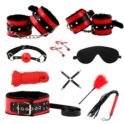 MOG SM sexy adult products female plush ribbon ten-piece set BDSM alternative bundled bondage sex toys