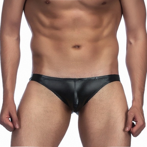 European and American plus size men's sexy underwear sexy faux leather briefs