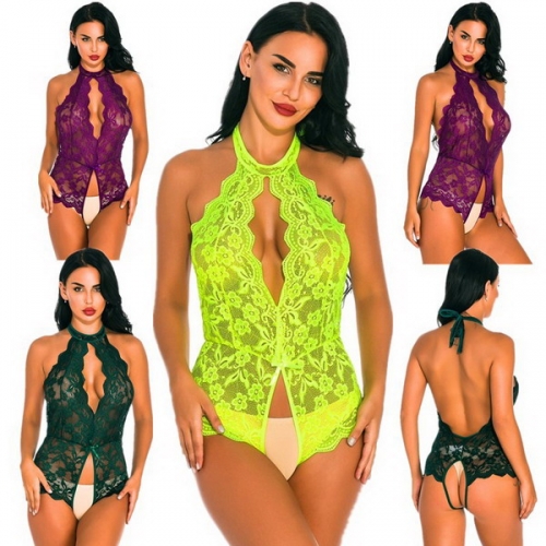 European and American sexy open file sexy temptation stretch underwear, embroidery one-piece open file sexy pajamas