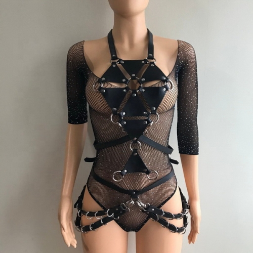 MOG With underwear Women PU Leather Legs Harness BDSM Body Restraint Bondage Garters Hip Harness