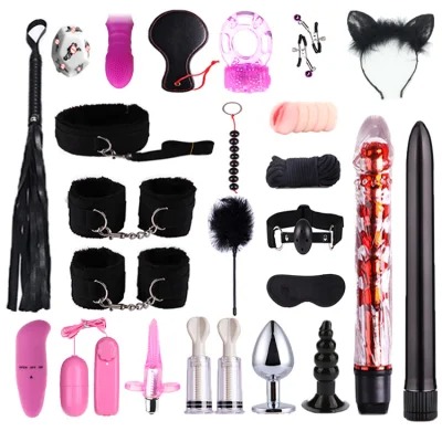 MOG 24-Piece Bondage Plush Leather Flirting Alternative Toys Bdsm Adult Sex Product Sm Whip