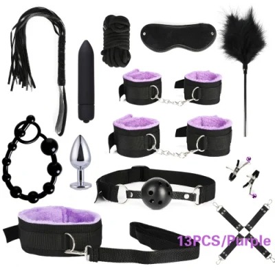 MOG 13-Piece Leather Bondage Set Couple Sex Auxiliary Vibrator Sex Toy Anal Set