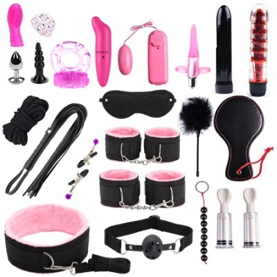 MOG 23-Piece Bundled Bondage Training Alternative Adult Toys Ribbon Plush Bondage Set