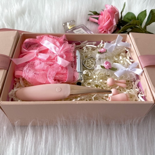 Sex Toy Set Gift Box Pink Women Nipple Stimulate Vibrator Collar Sexy Lace Lingerie Bullet vibrators Suit