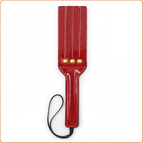 MOG Red shiny leather striped racket with gold studs MOG-BSF069