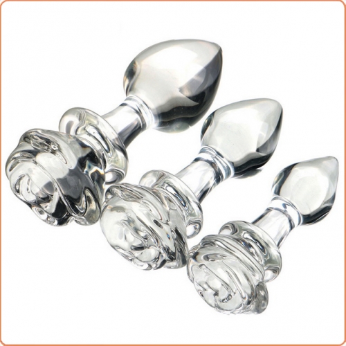 MOG Rose clear glass anal plug MOG-ABF099