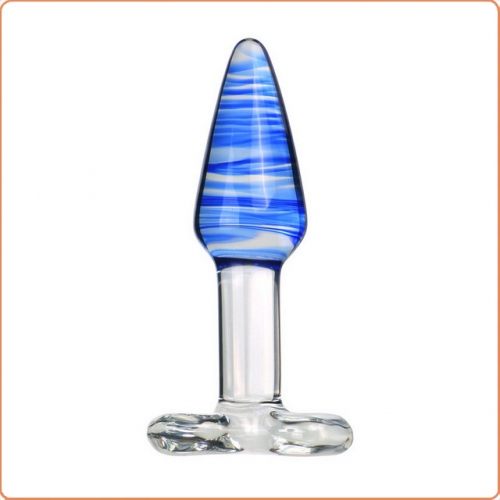 MOG Striped glass anal plug bullhorn shape MOG-ABF095