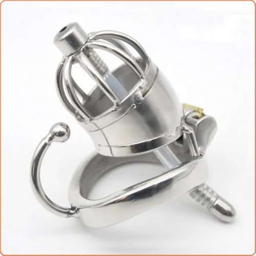 MOG Short stainless steel with conduit chastity lock MOG-CDA0033