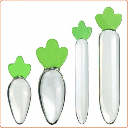 MOG Erotic radish-shaped clear glass anal plug MOG-ABF085