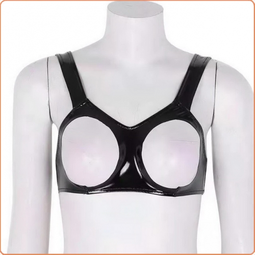 MOG Lacquered leather sexy breastless erotic brassiere MOG-LGH117
