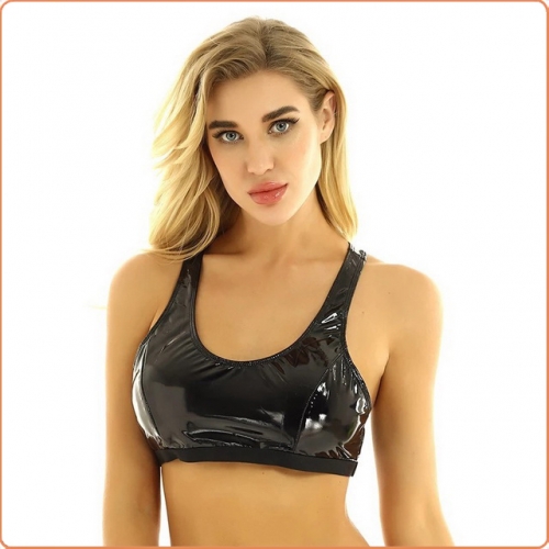 MOG Shiny leather halter neck leather undershirt MOG-LGH102