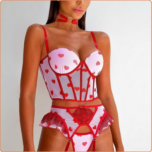 MOG Underwear shaping patchwork heart-shaped sling 4-piece set MOG-GLA125