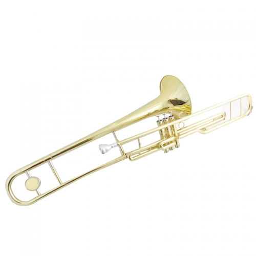 C Key Piston Trombone with case mouthpiece Yellow brass Body Lacquer Silver plated Finish wind musical instruments