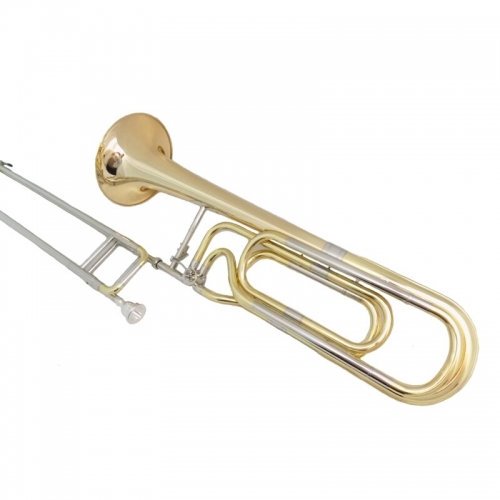 F/Bb Key Double Slide Trombone Brass musical Instruments Lacquer Silver trombone Copper Body with Foambody Case and mouthpiece
