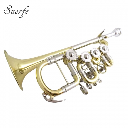 Free shipping Bb Rotary Trumpet with Extra Leadpipe Brass piccolo trumpets include mouthpiece and case musical instruments suppliers