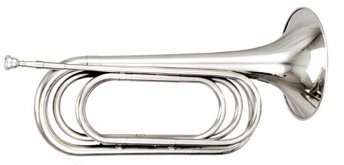 Free shipment F key Bugle Horn in Nickel plated Brass Body with Box Brass Musical instruments