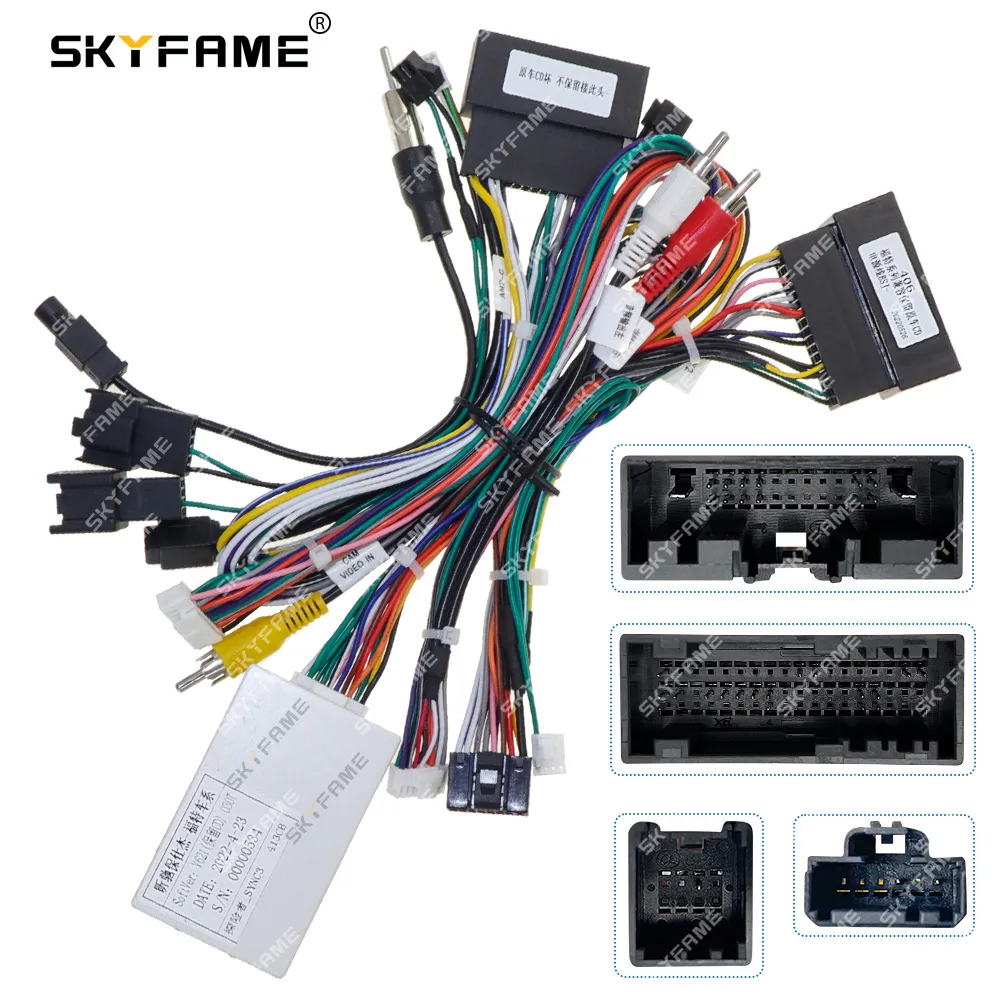 SKYFAME Car 16pin Wiring Harness Adapter Canbus Box Decoder For Ford Explorer Android Radio Power Cable