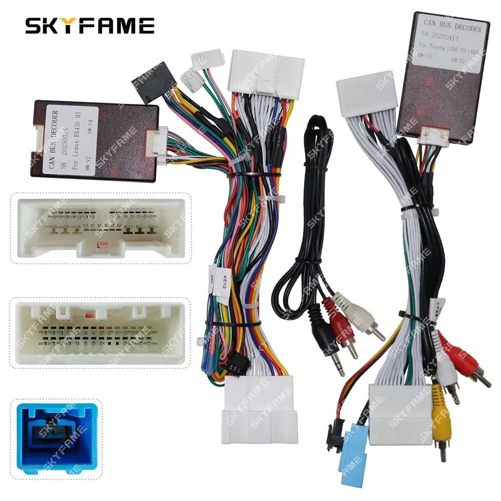 SKYFAME Car 16pin Wiring Harness Adapter Canbus Box Decoder Android Radio Power Cable For Lexus HS250