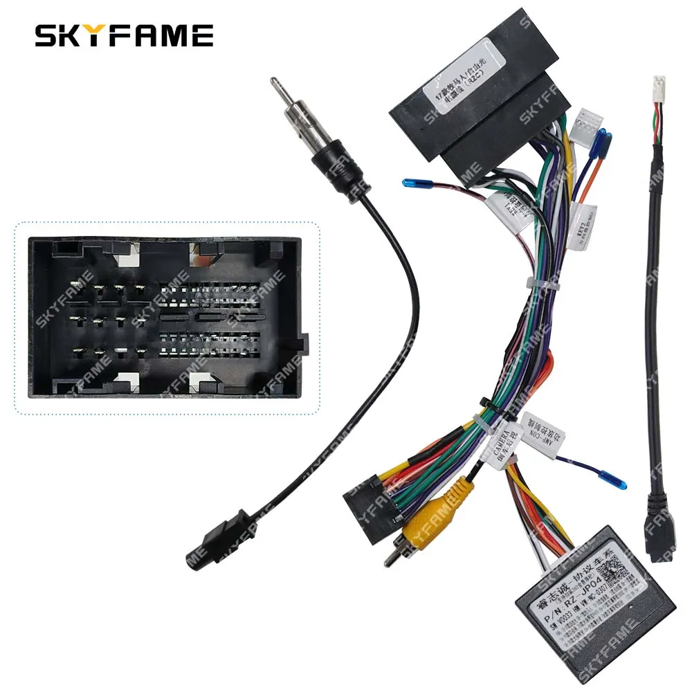 SKYFAME Car 16pin Wiring Harness Adapter Canbus Box Decoder Android Radio Power Cable  For Jeep Wrangler Grand Cherokee