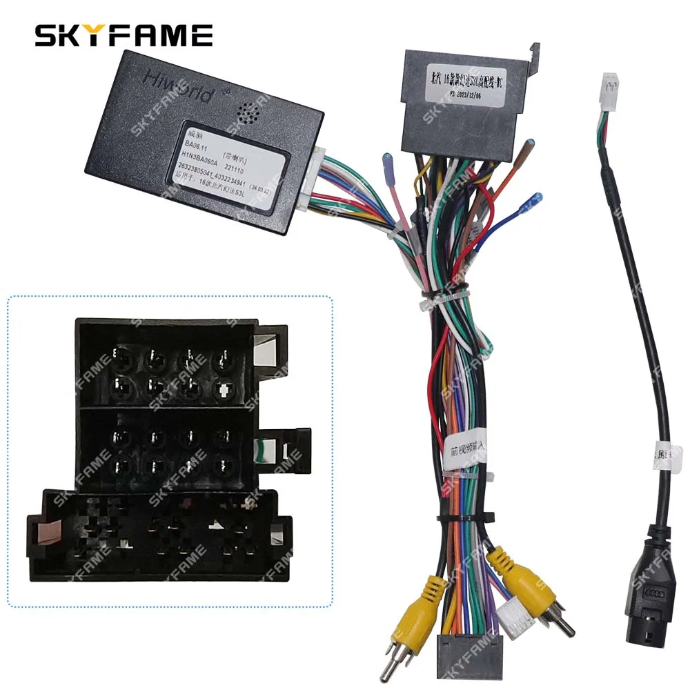 SKYFAME Car 16pin Wiring Harness Adapter Canbus Box Decode Android Radio Power Cabler For Baic Magic Mpeed S3
