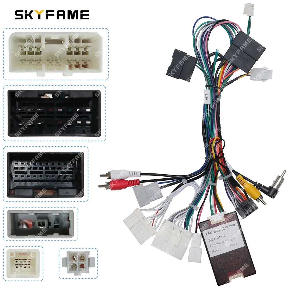 SKYFAME Car 16pin Wiring Harness Adapter Canbus Box Decode Android Radio Power Cabler For Subaru Outback Legacy