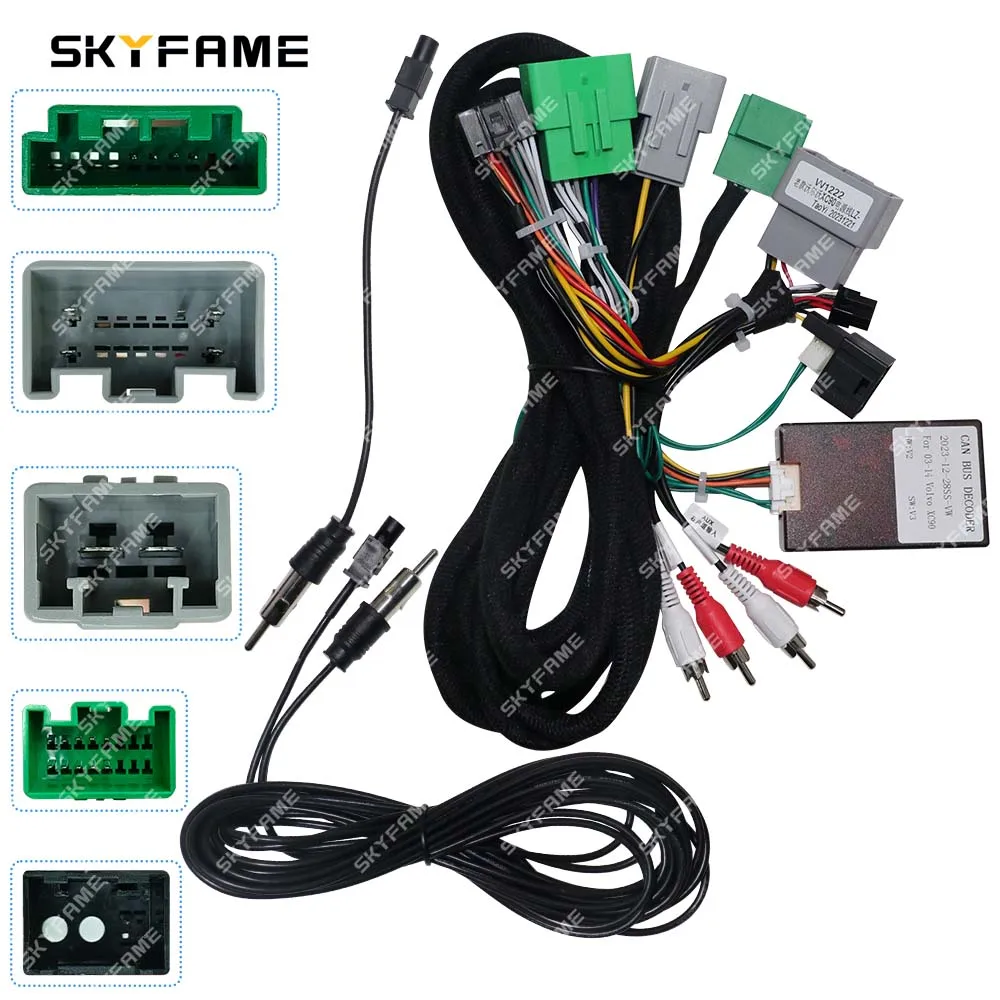 SKYFAME Car 16pin Wiring Harness Adapter Canbus Box Decode Android Radio Power Cabler For Volvo XC90