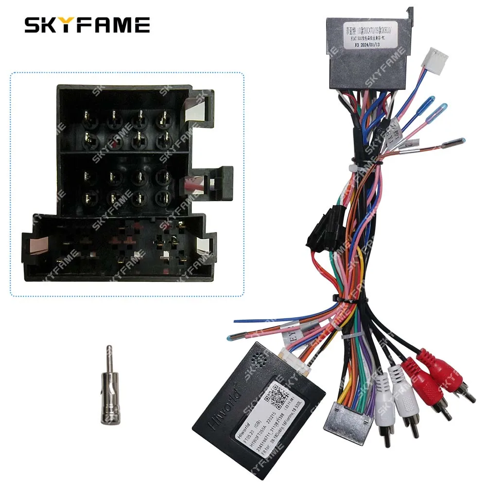 SKYFAME Car Wiring Harness Adapter Canbus Box Decoder Android Radio Power Cable For Fiat Ducato Doblo 500 Panda Fiorino FT05.20