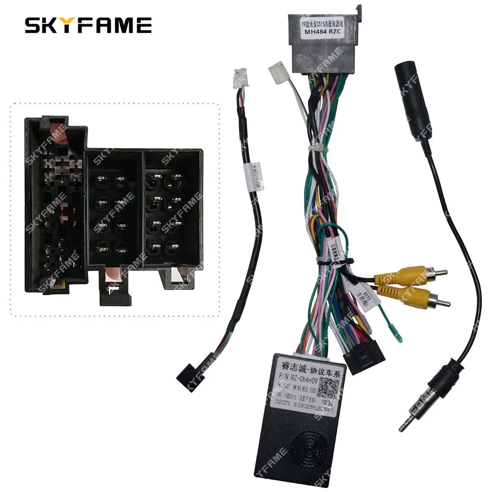 SKYFAME Car 16pin Wiring Harness Adapter Canbus Box Decoder Android Radio Power Cable  For Chana CS15