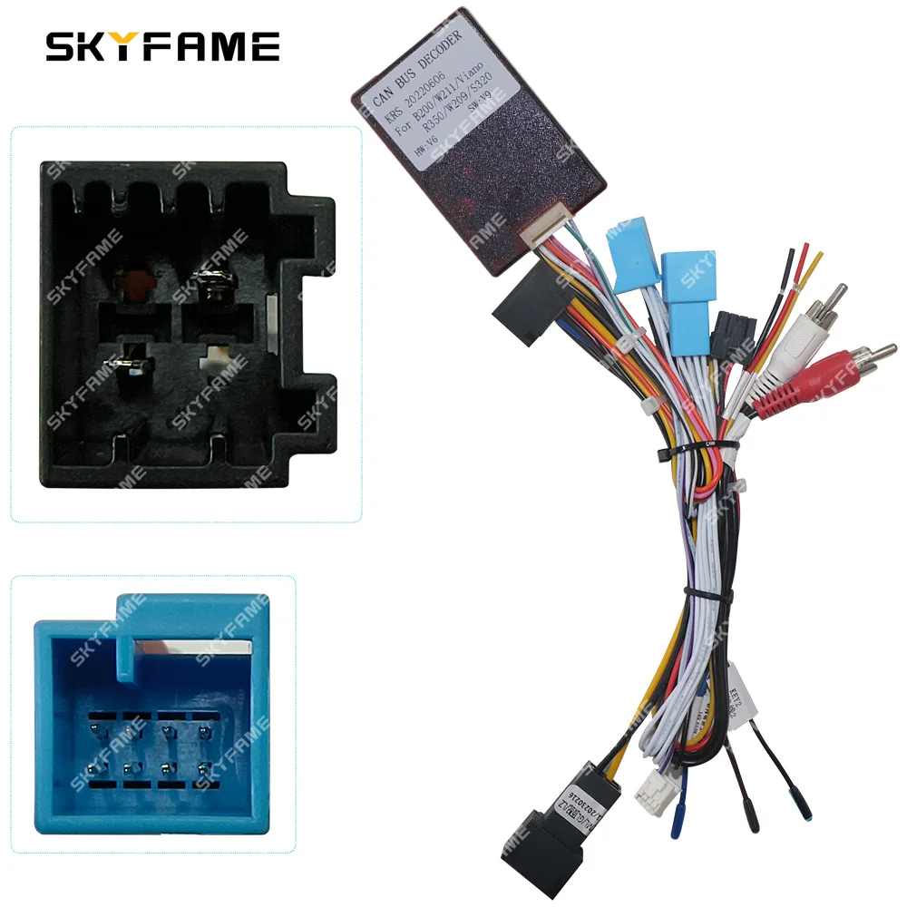 SKYFAME Car 16pin Wiring Harness Adapter Canbus Box Decode Android Radio Power Cabler For Benz GL X164 GL300-550 ML Class W164