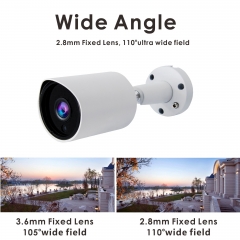 5MP Bullet PoE IP Camera with Audio in, 2.8mm Wide Angle Outdoor IP66 Water-Proof Infrared Security CCTV Camera, 68ft Night Vision, RCA Audio in,Motion Detection,ONVIF(Plug&Play with Hikvision PoE NVR)